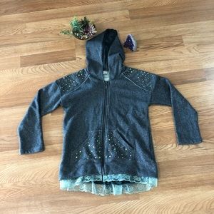 Monnalisa girl’s gray embellished hoodie jacket 10